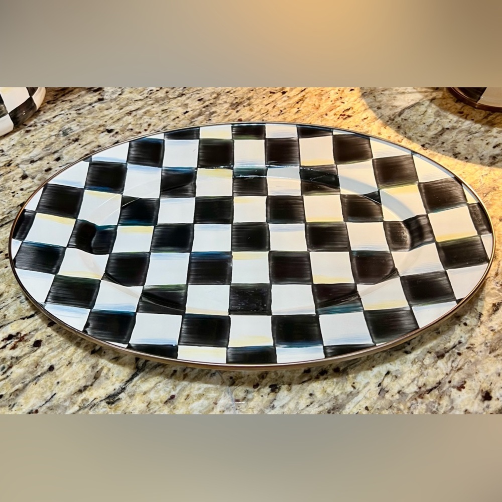 approximate 16” x 11” MacKENZIE-CHILDS Courtly Platter Exceptional Condition